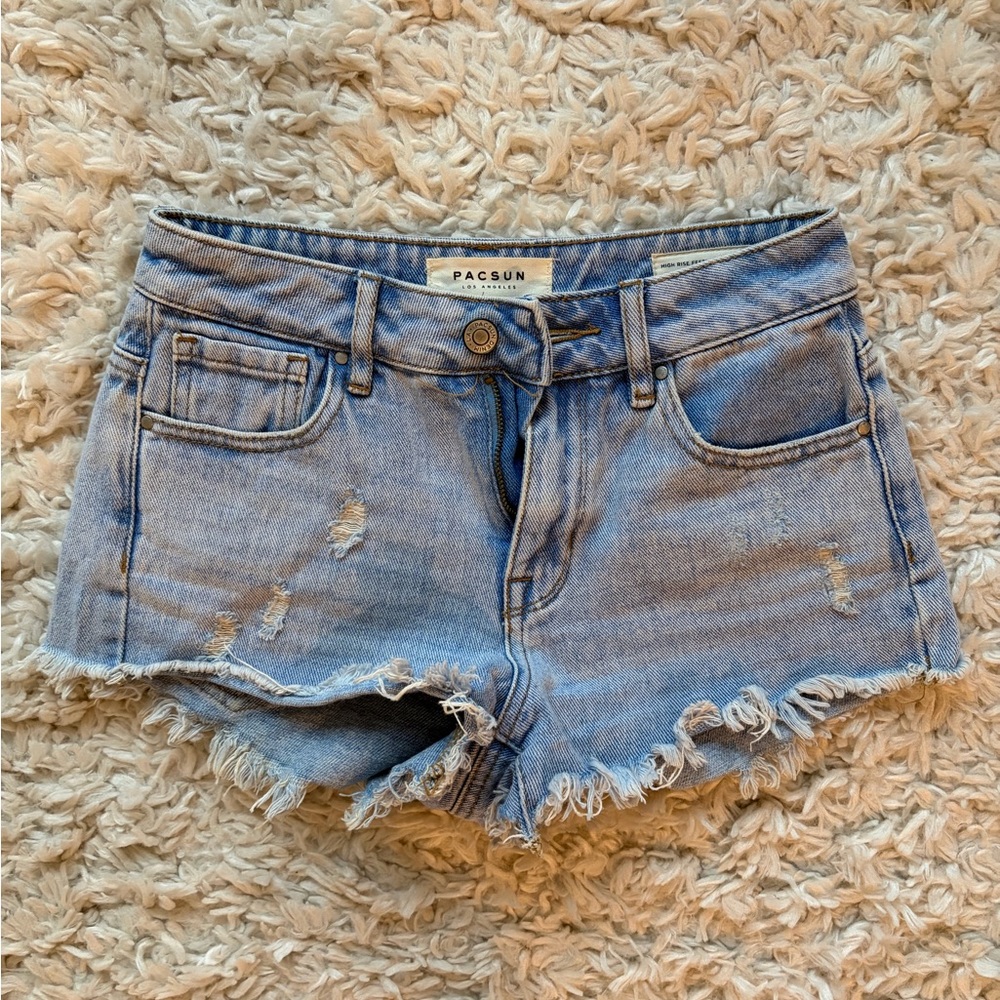 PacSun Light Wash Distressed Denim Cutoff Shorts low rise
